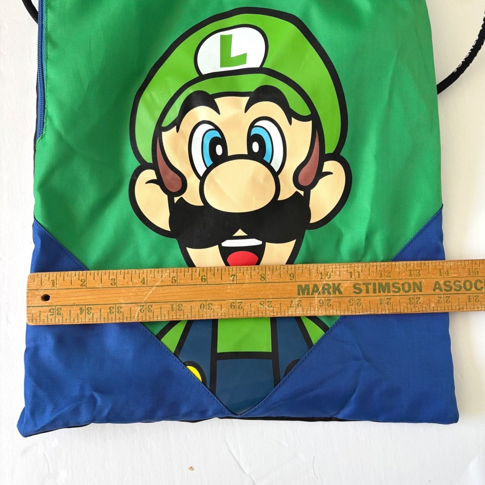 Super Nintendo World Luigi Drawstring‎ Backpack Universal Studios Large 18"x14" - Picture 10 of 10